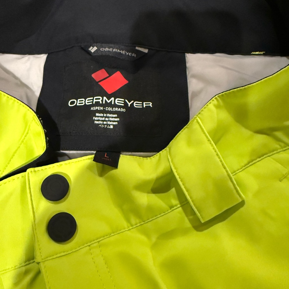 Obermeyer Bright Lime Snowboard Pants with Black Buttons